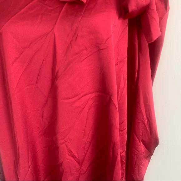 Eloquii Satin Long Sleeve Bow Gathered Blouse - Picture 10 of 10